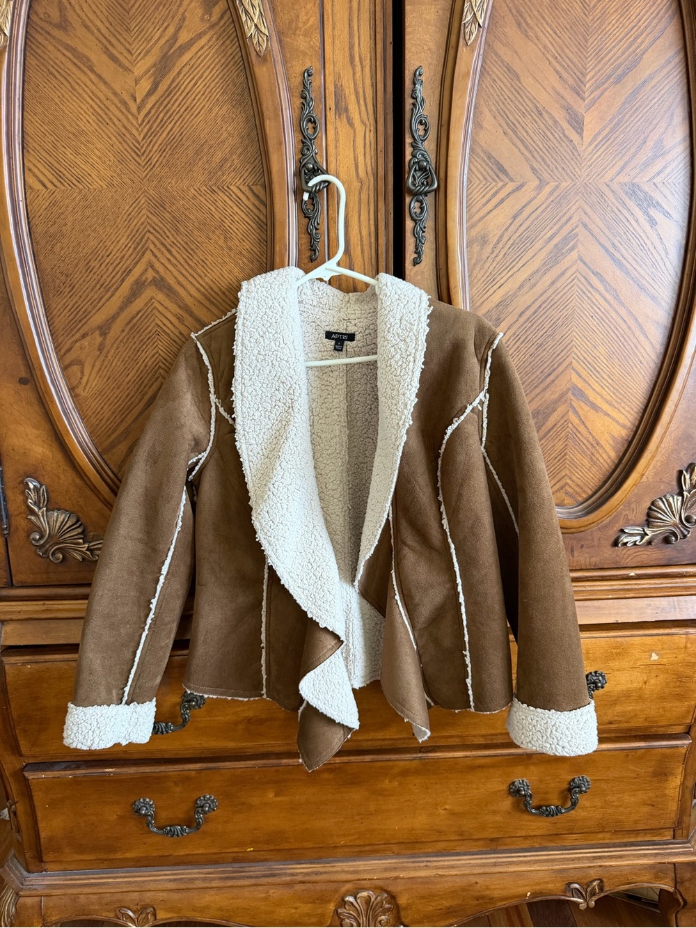 Apt. 9 Cream Brown Open-Front Jacket